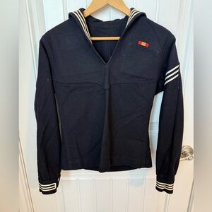 Vtg US Navy Military Dress Man's Navy Blue Black Jumper Cracker Jack Uniform 38R